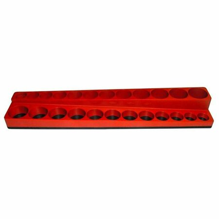 Dendesigns 38 in. Drive Magna Caddy Shallow Deep Socket Holder - Standard Red DE780138